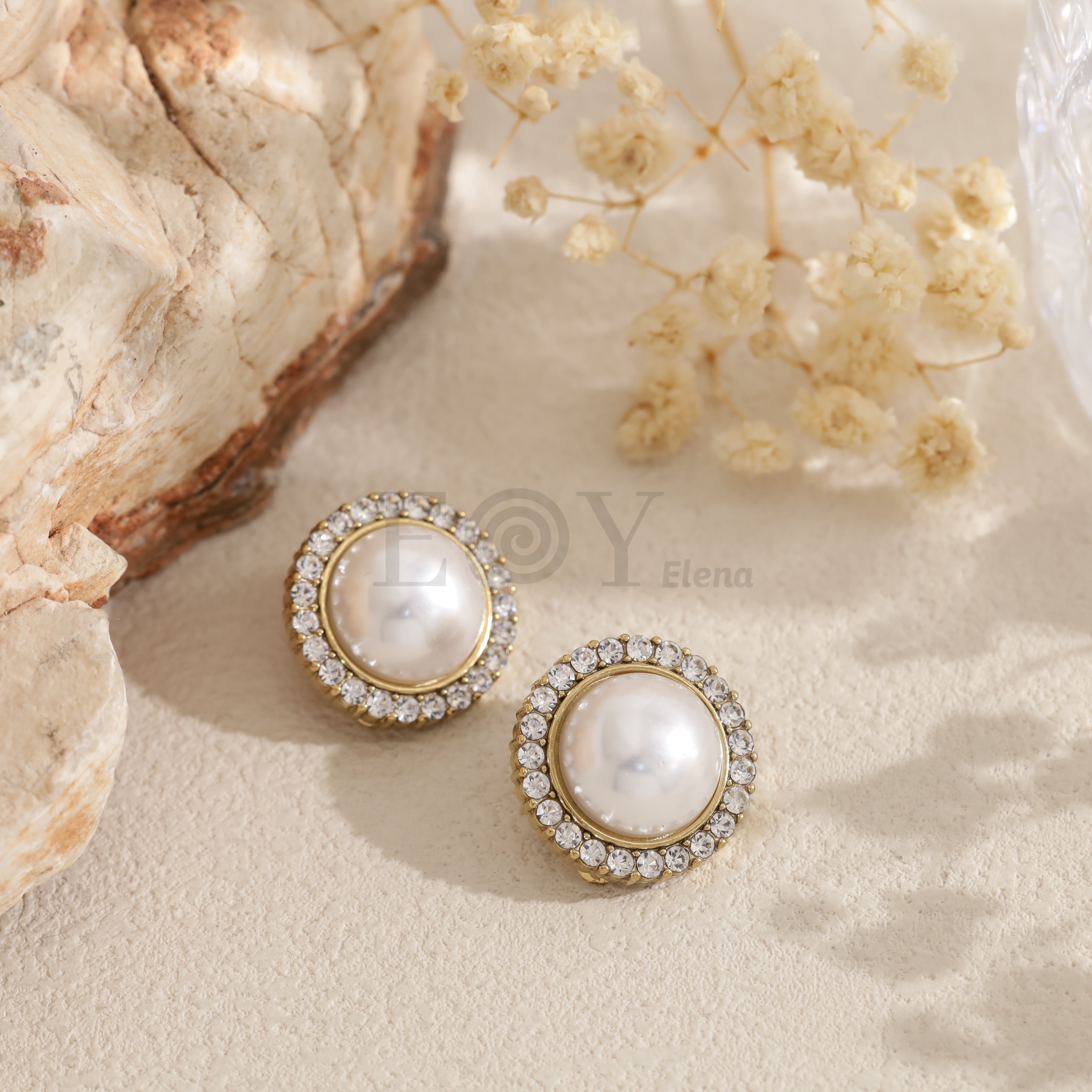 Pendientes perla con circonitas