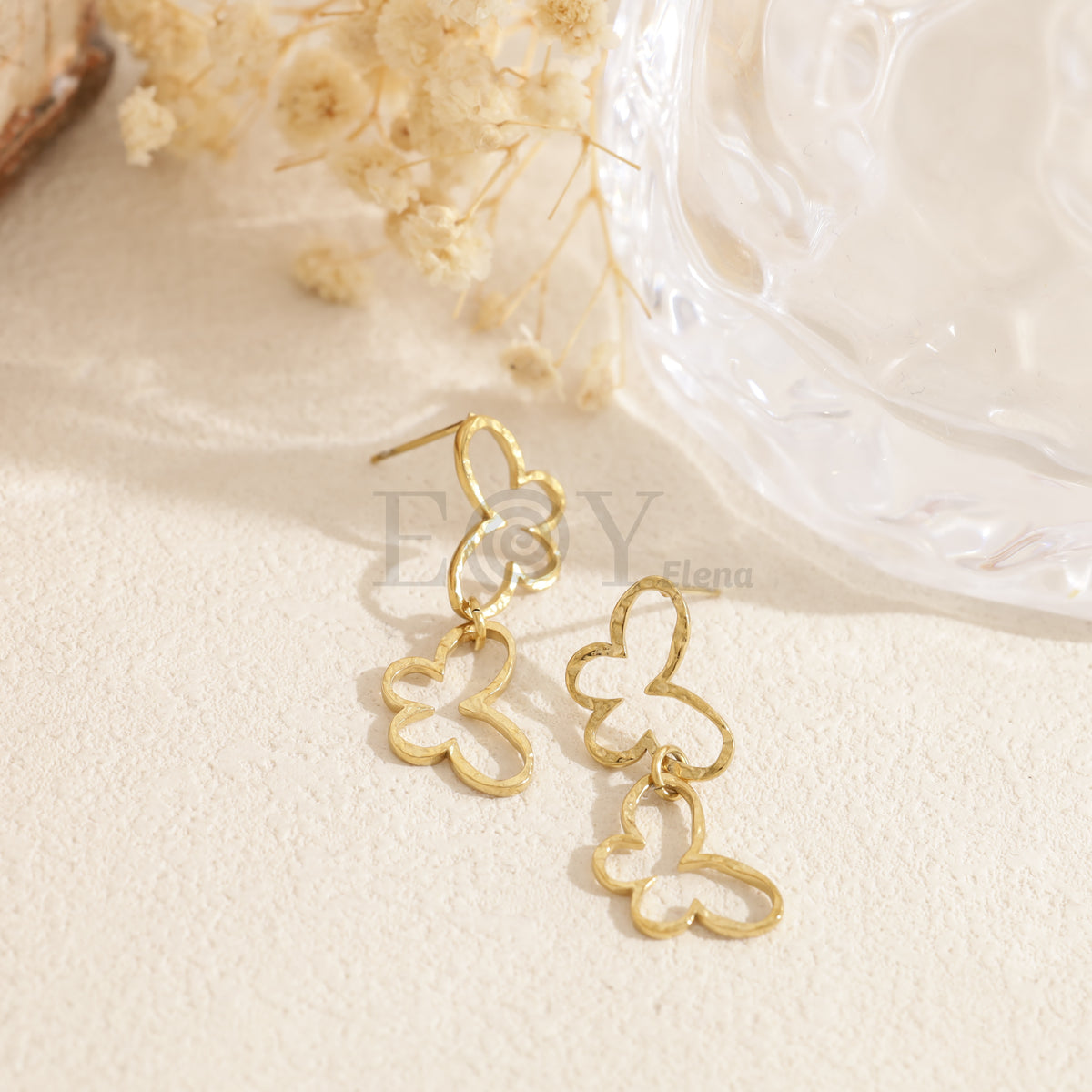 Pendientes doble mariposa calada aceor