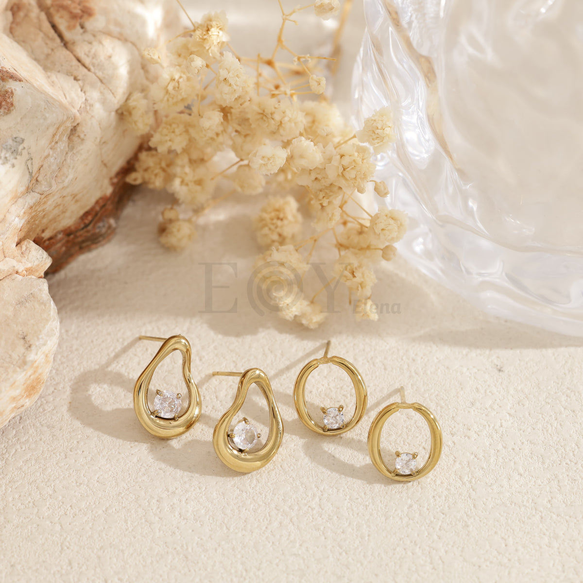 Pendientes aro con piedra acero