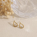 Pendientes forma gota con circonita acero