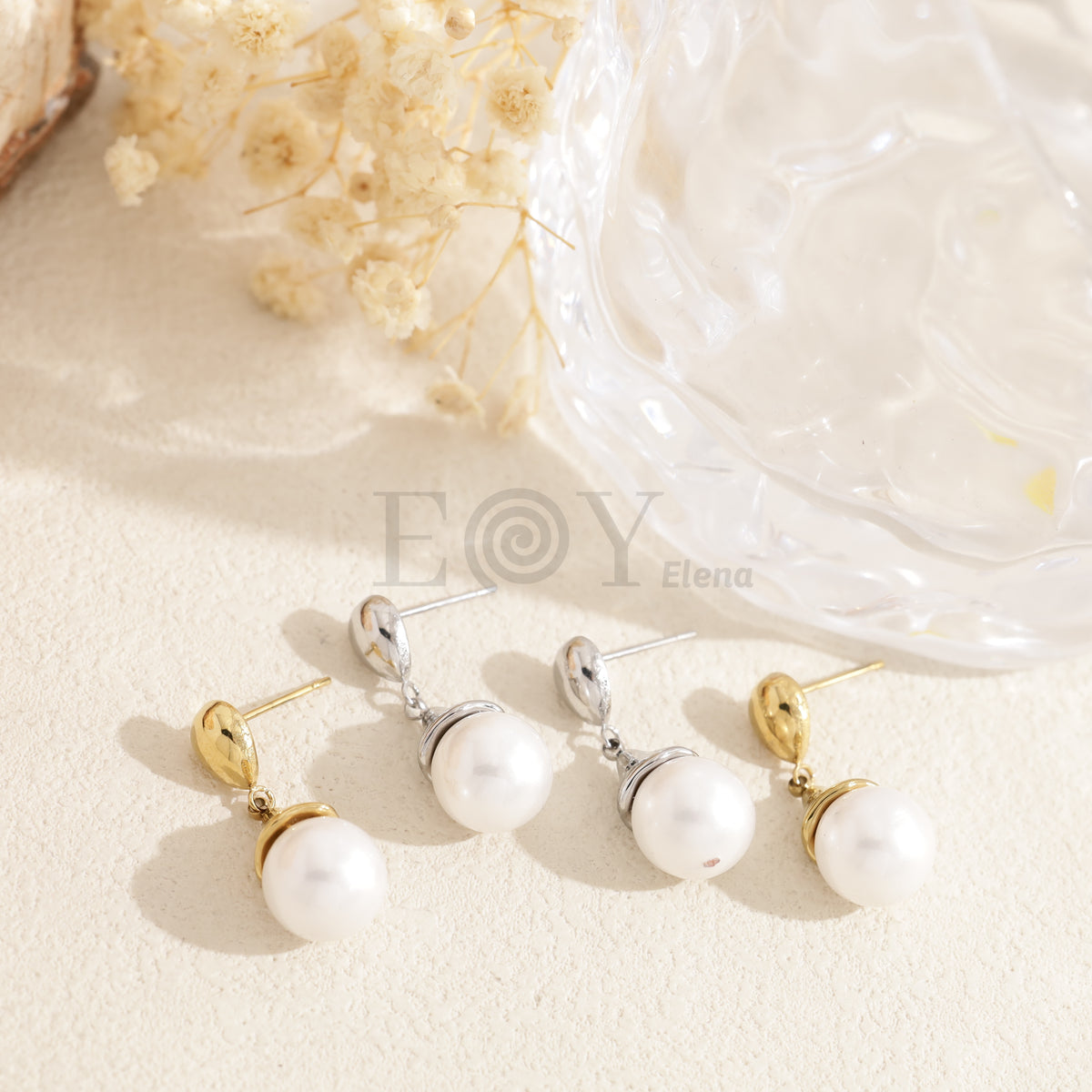Pendientes con perla acero