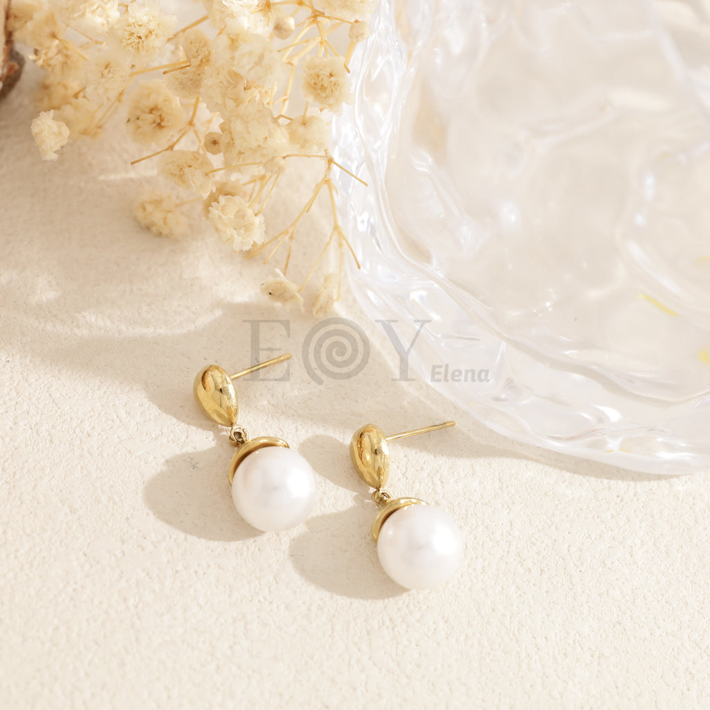 Pendientes con perla acero