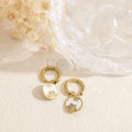 Pendientes aro con chapa redonda y flor acero