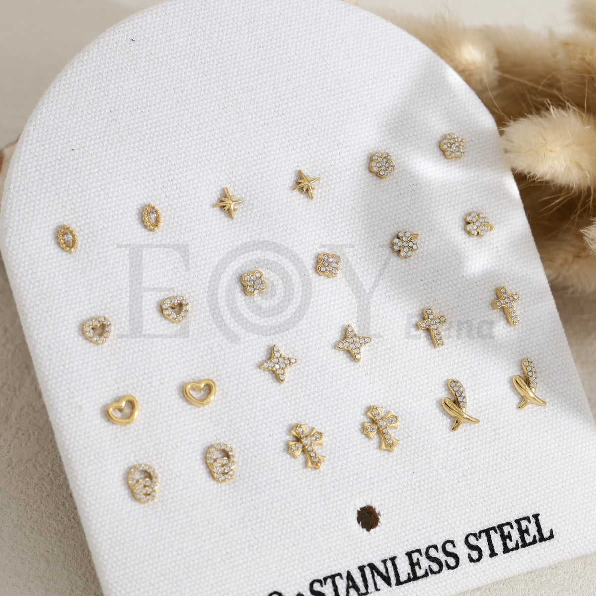 Pack pendientes con circonitas acero