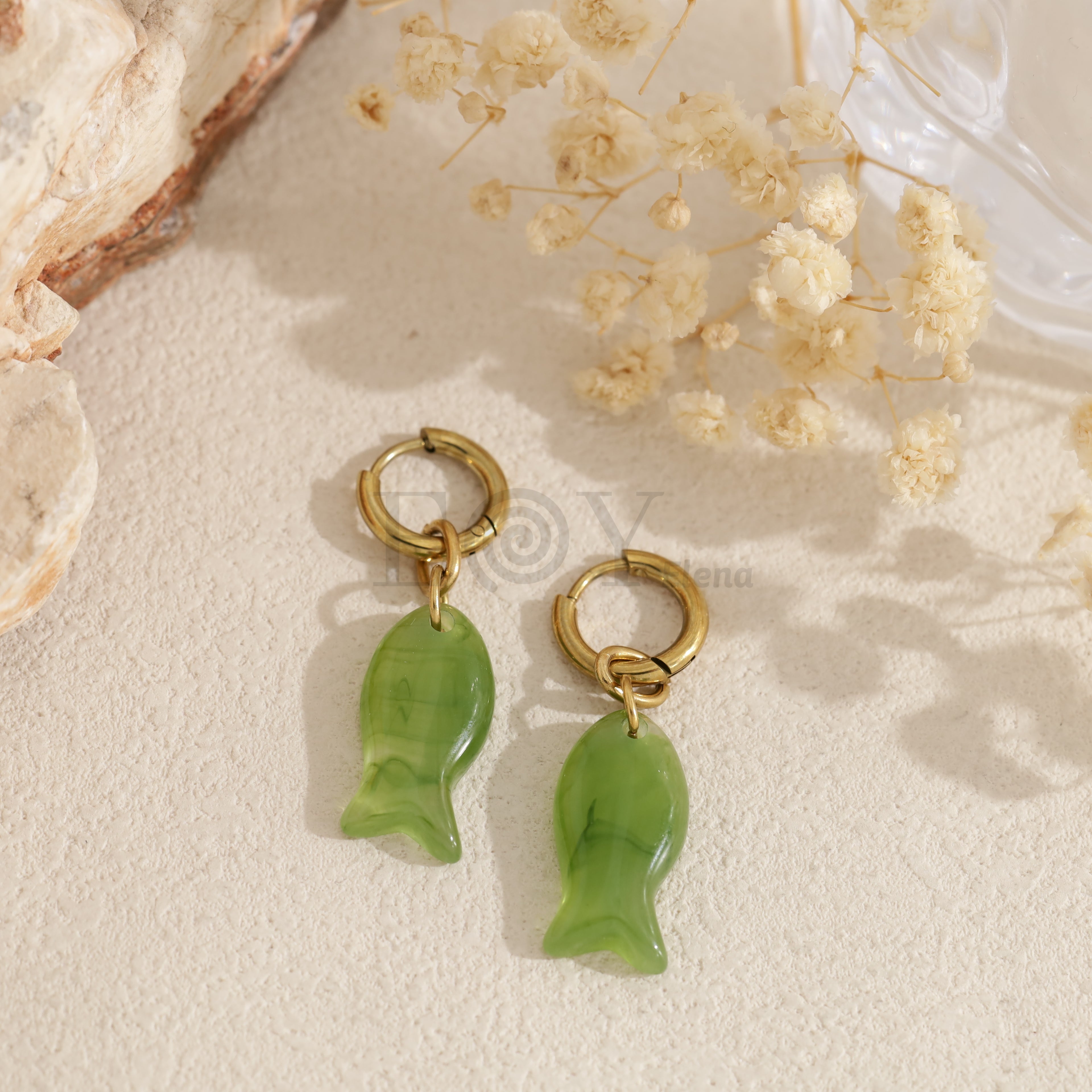 Pendientes de aro pez color