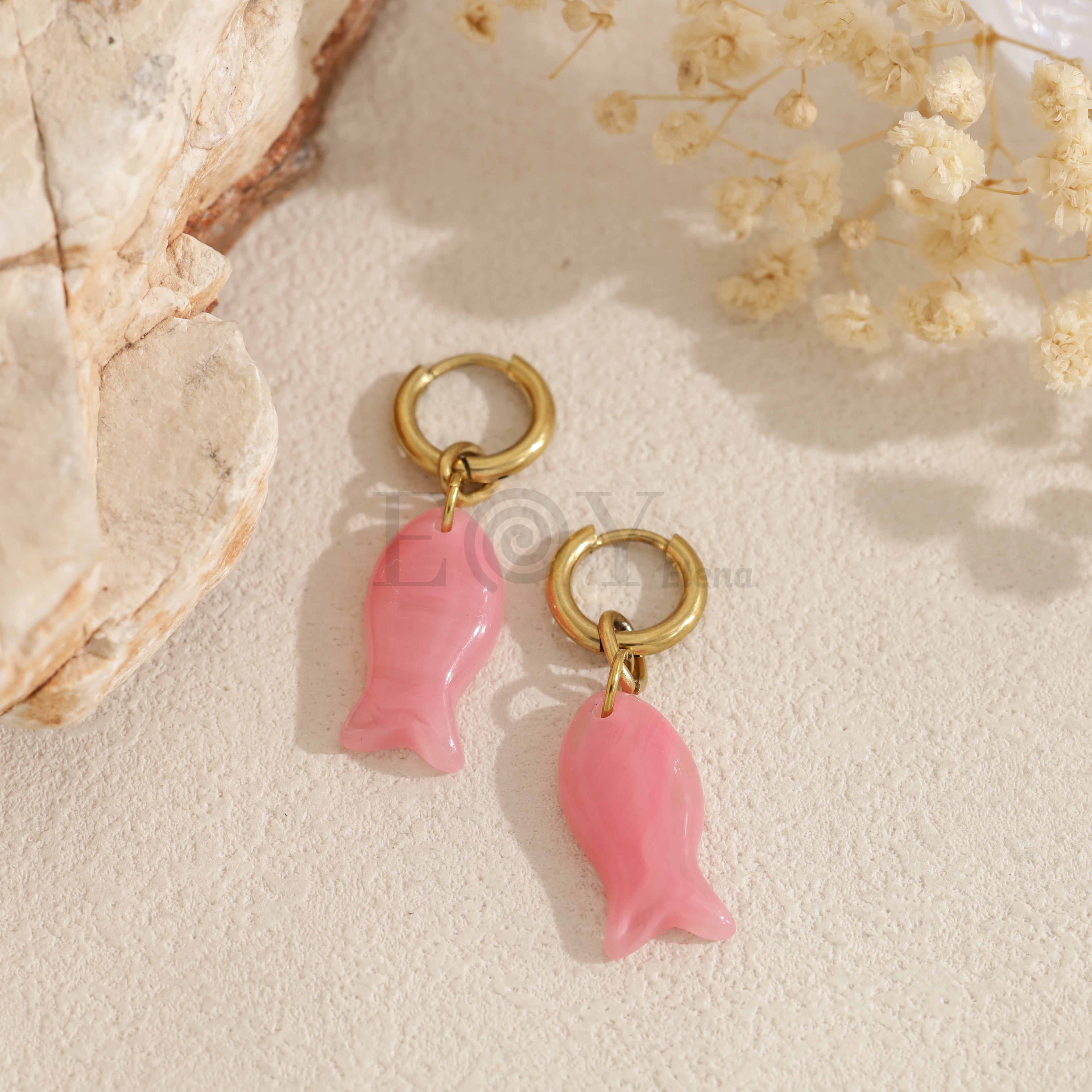 Pendientes de aro pez color