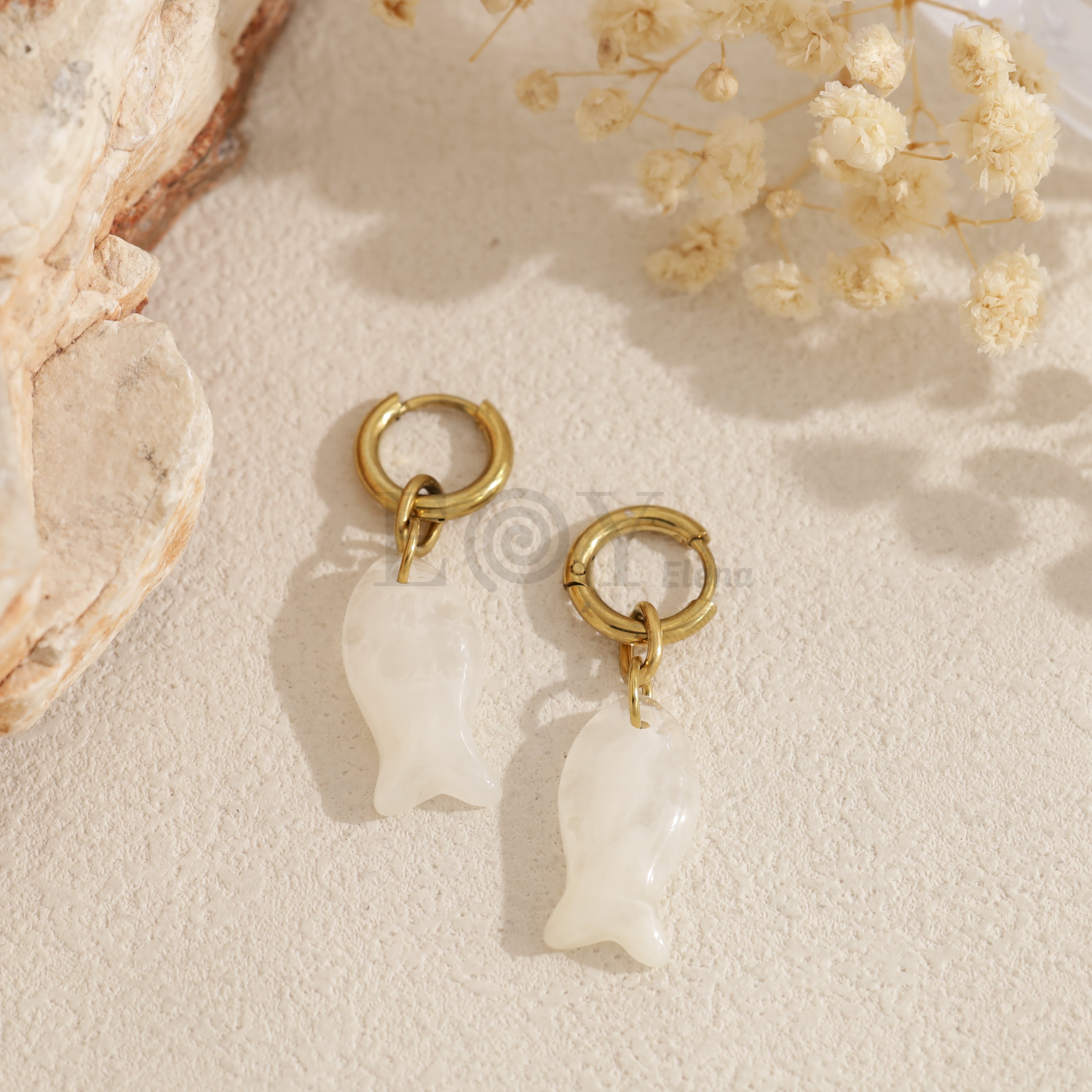 Pendientes de aro pez color