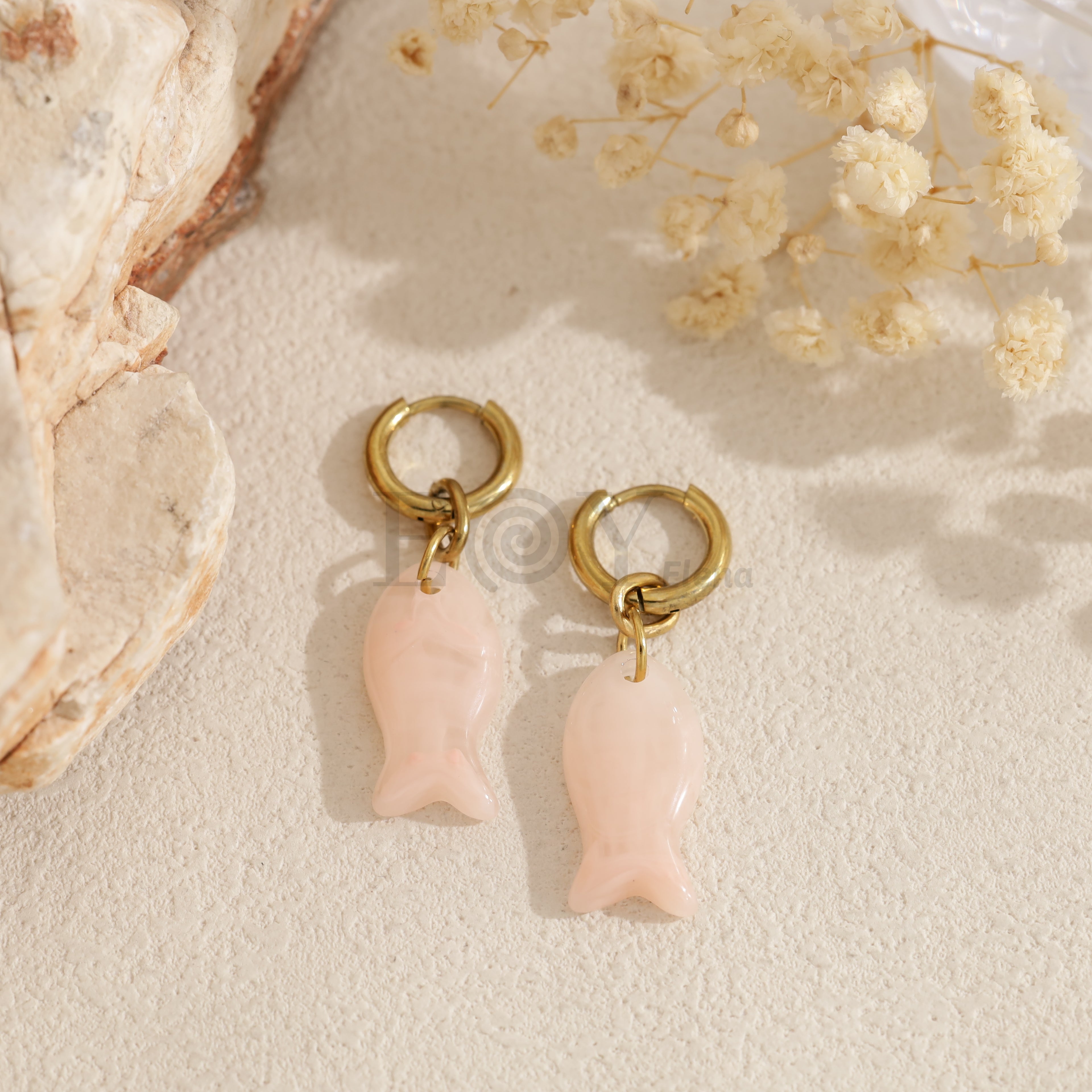 Pendientes de aro pez color