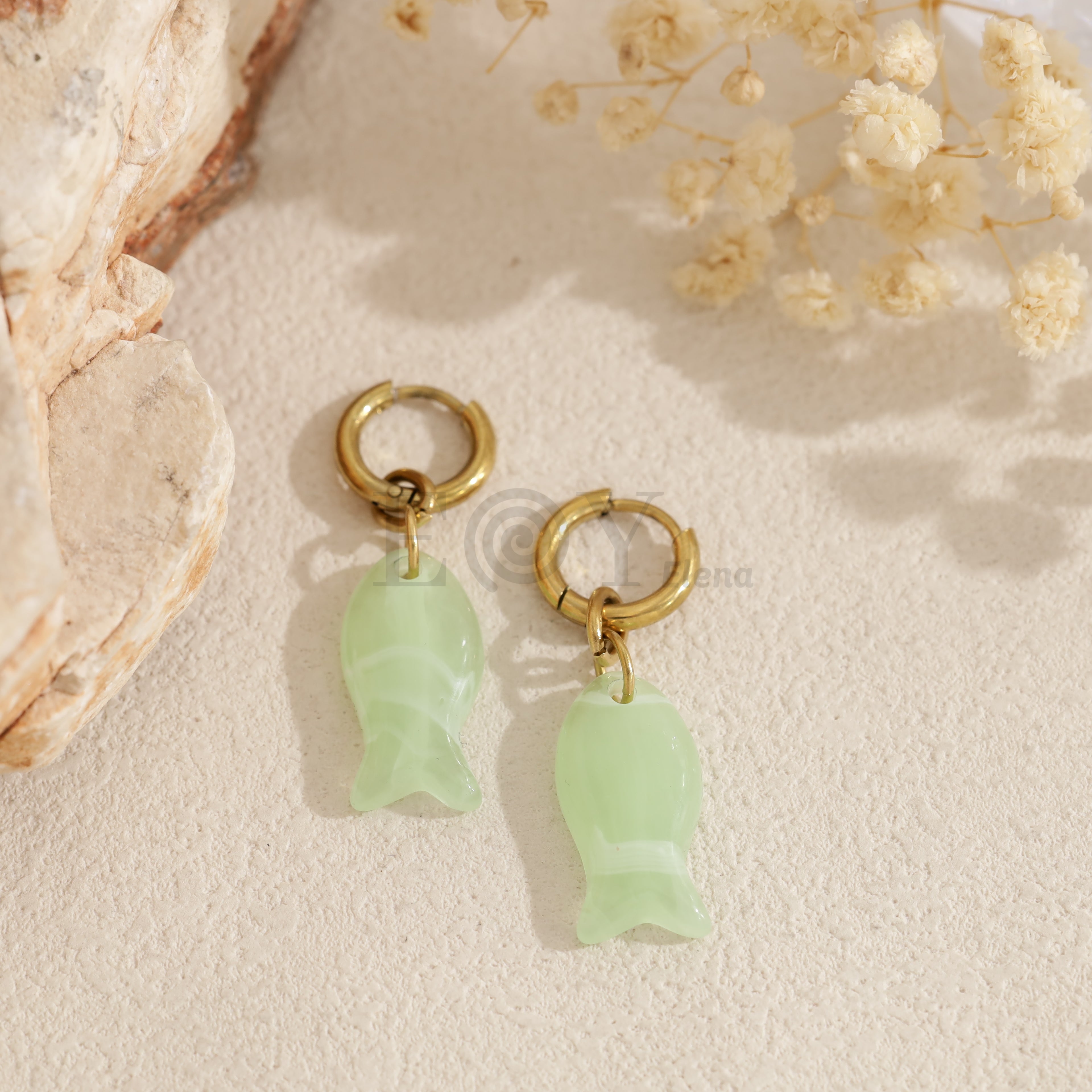 Pendientes de aro pez color