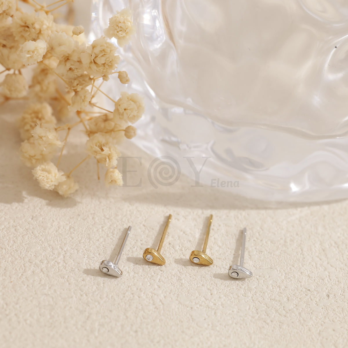 Pendientes mini gota con circonita acero