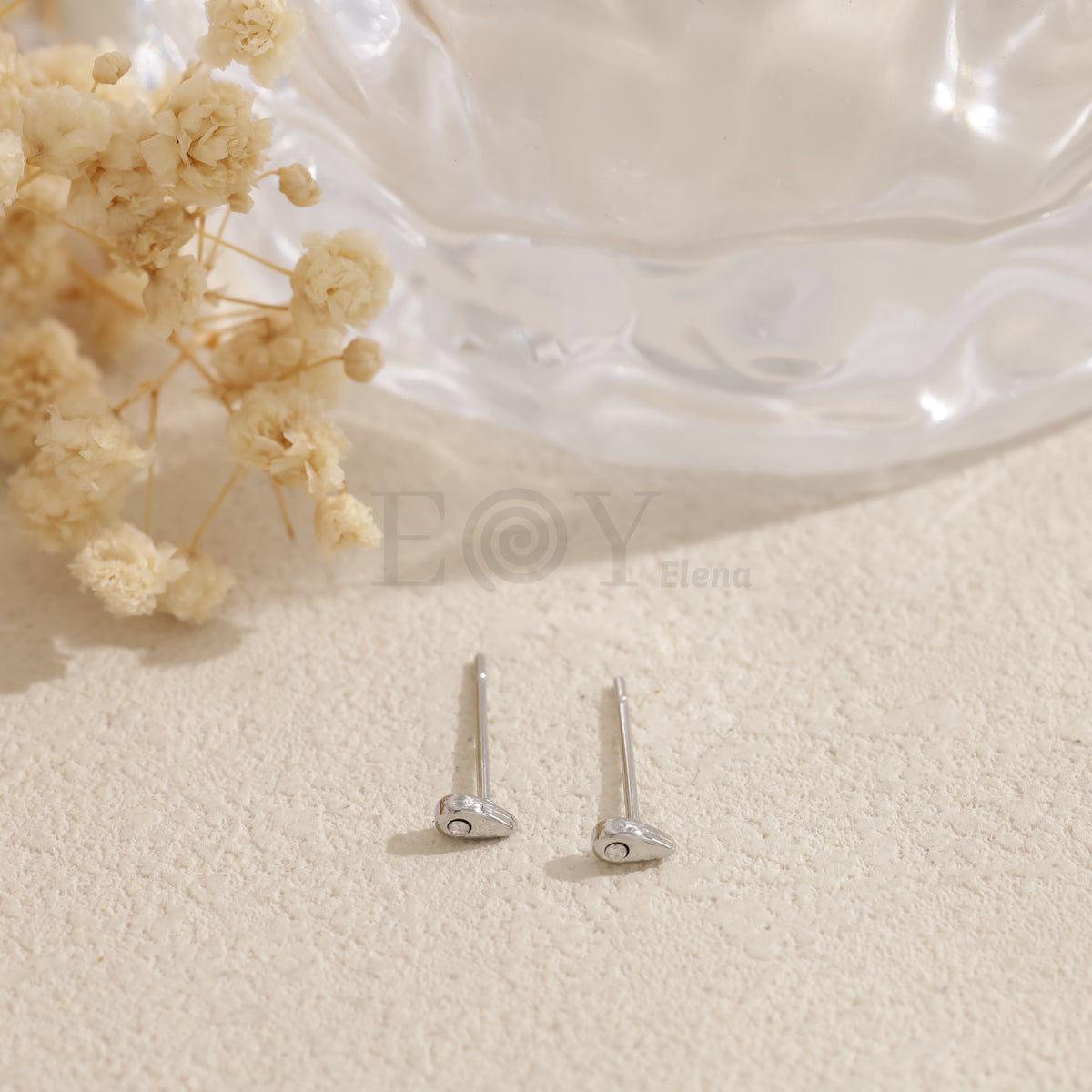 Pendientes mini gota con circonita acero