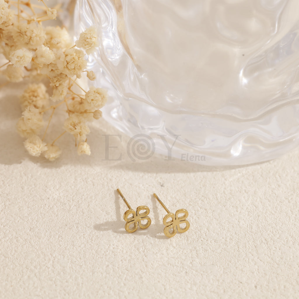 Pendientes flor simple acero