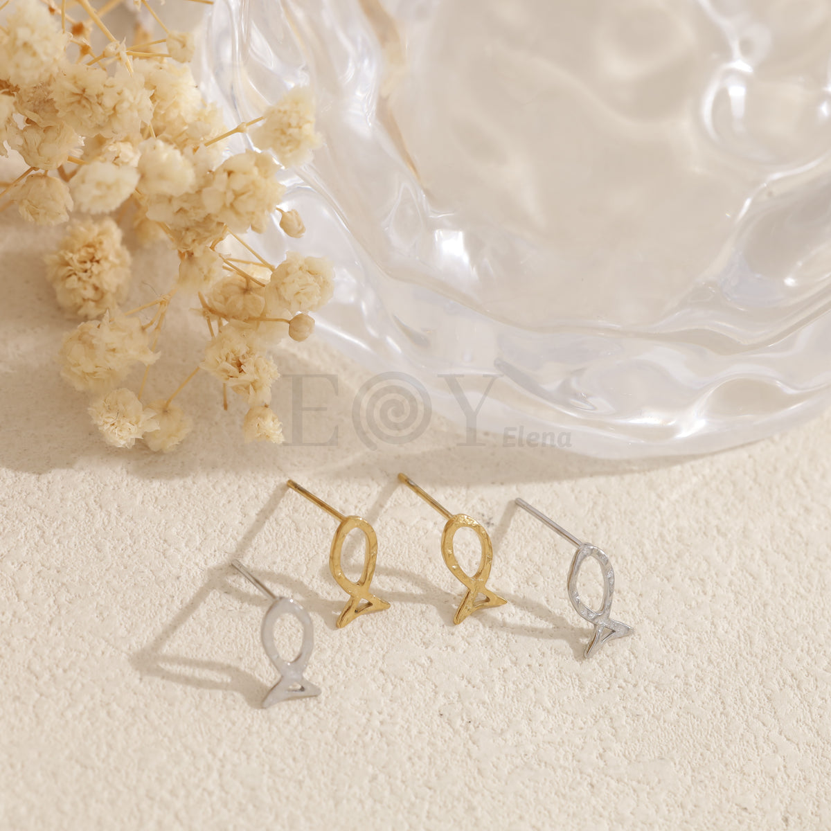 Pendientes pez simples acero