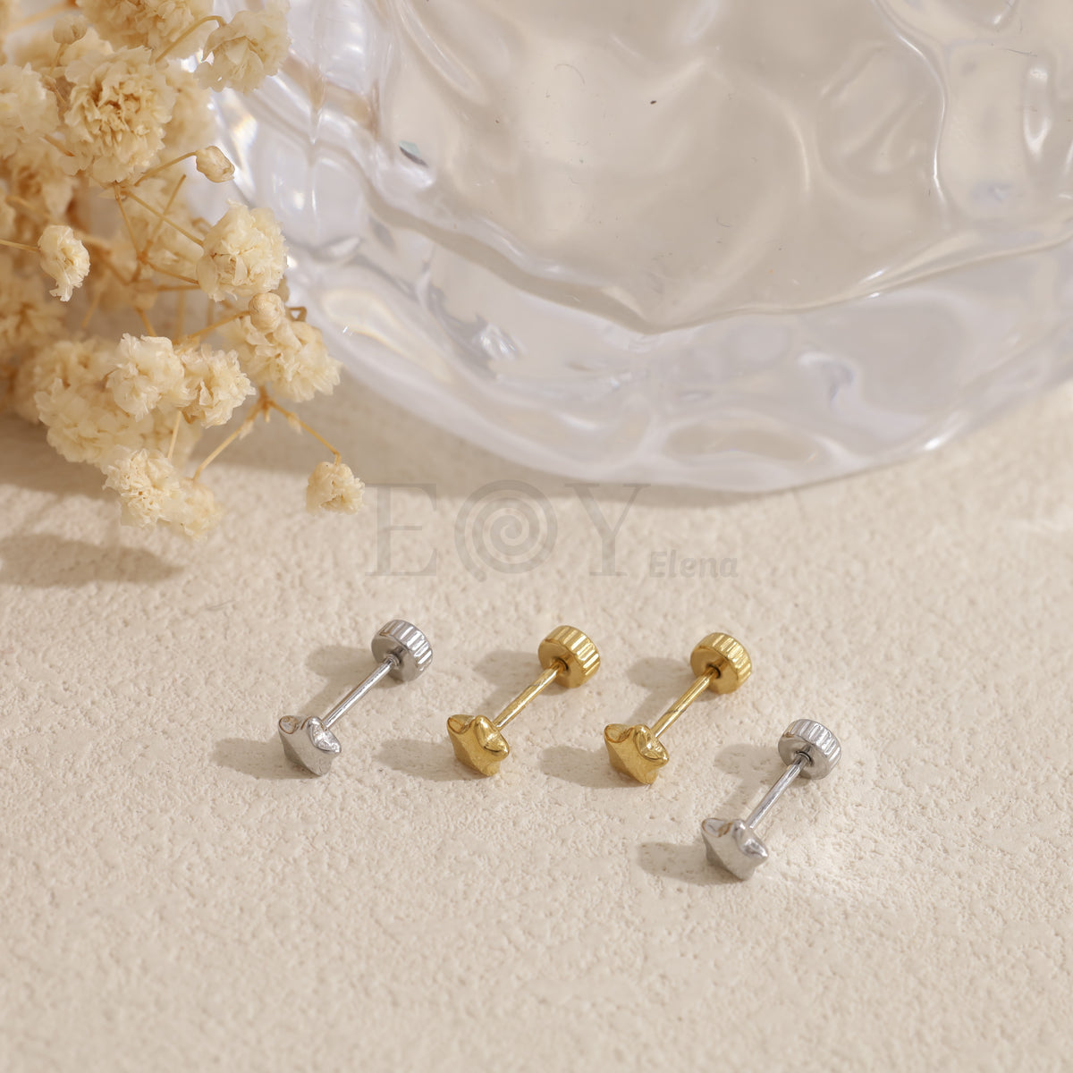 Pendientes estrella rosca acero