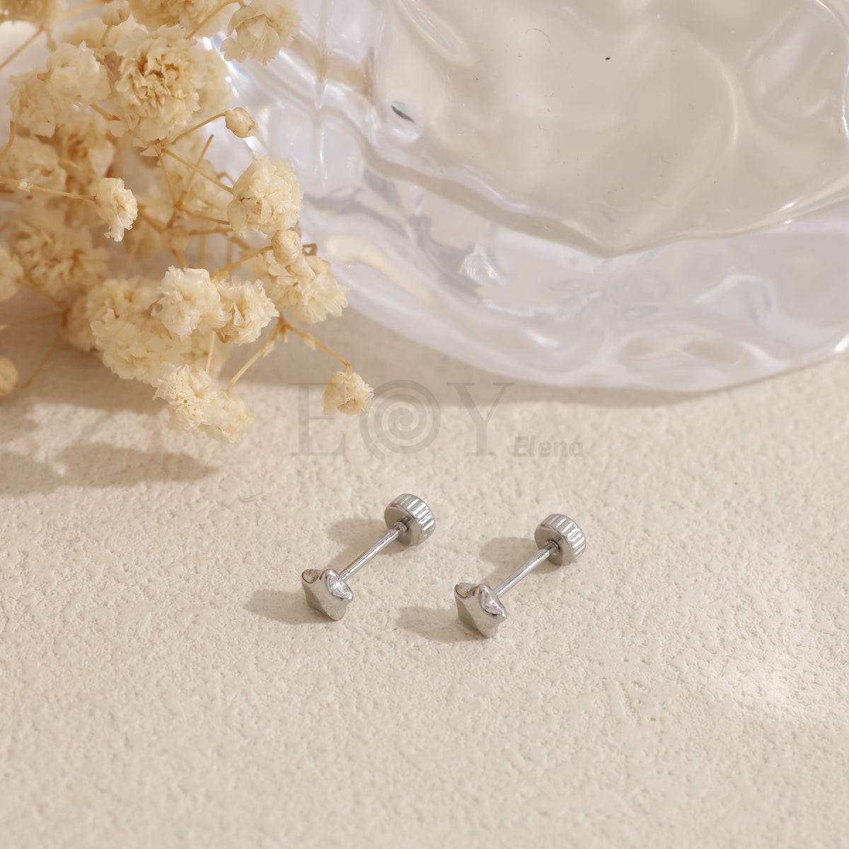 Pendientes estrella rosca acero