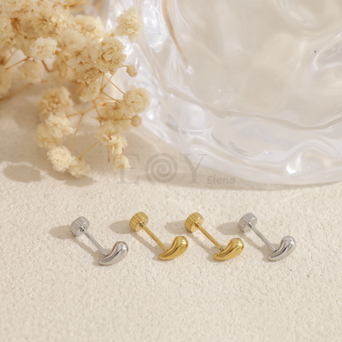 Pendientes gota rosca acero