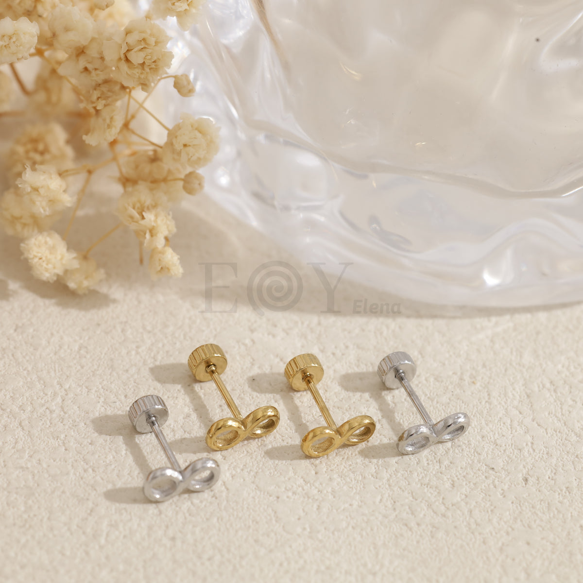 Pendientes infinito rosca acero