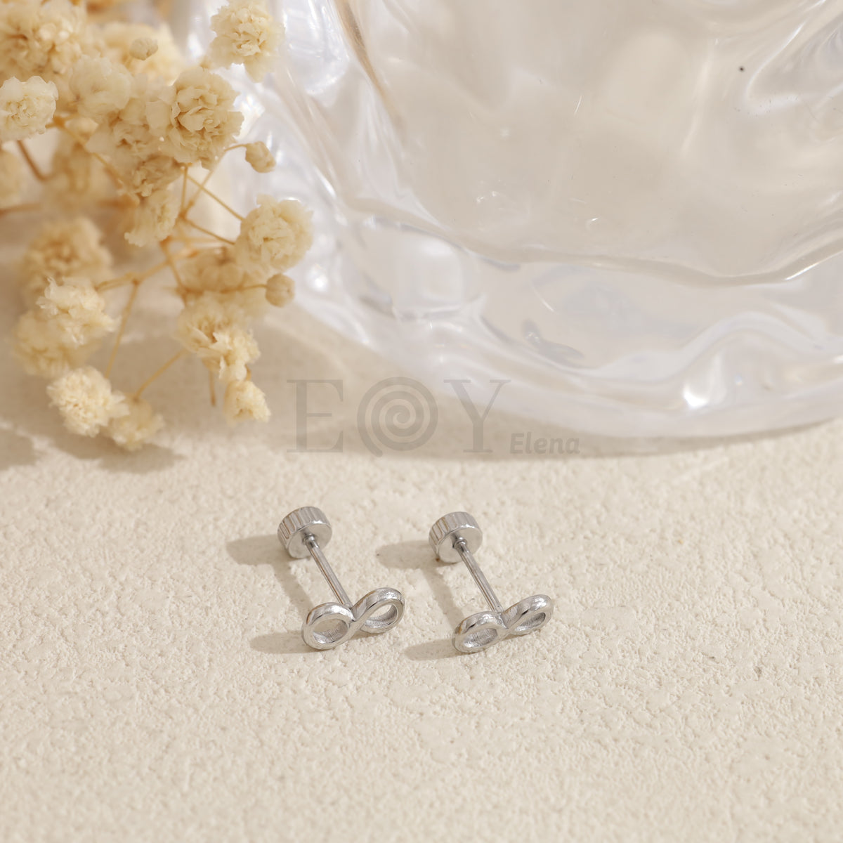 Pendientes infinito rosca acero