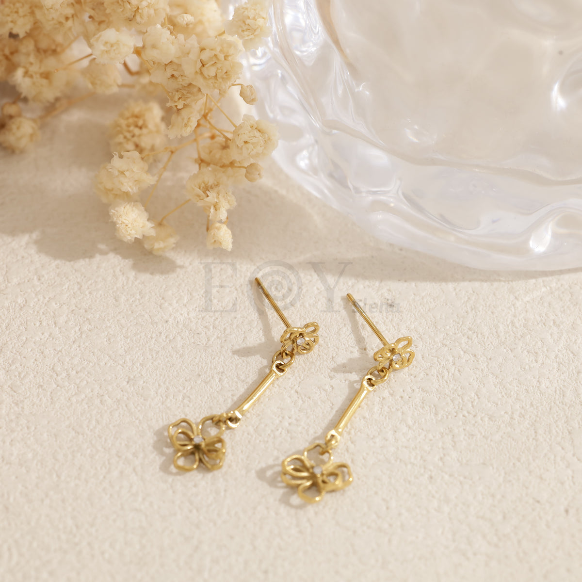 Pendientes doble flor acero