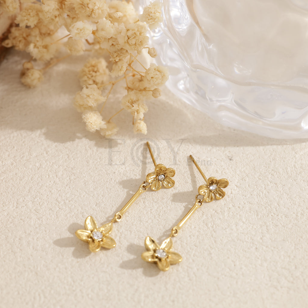 Pendientes doble flor acero
