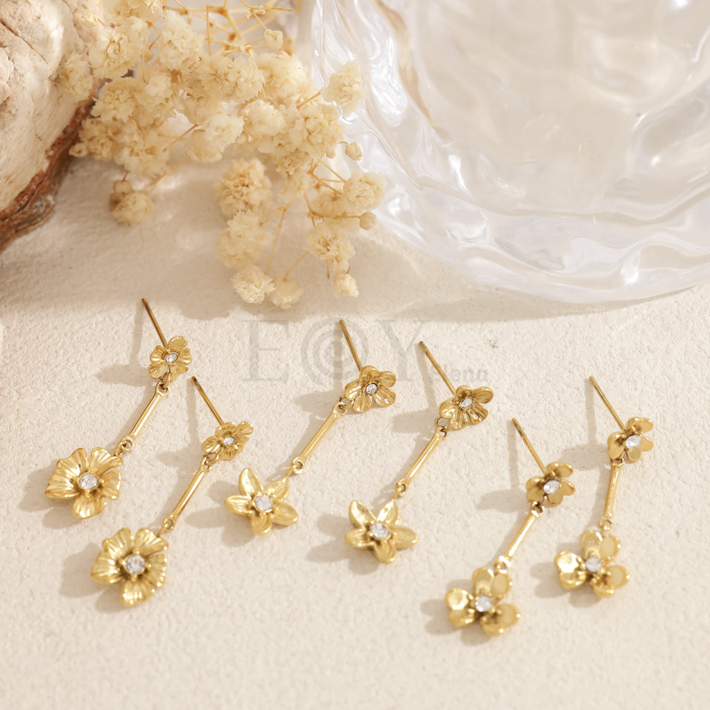 Pendientes doble flor acero