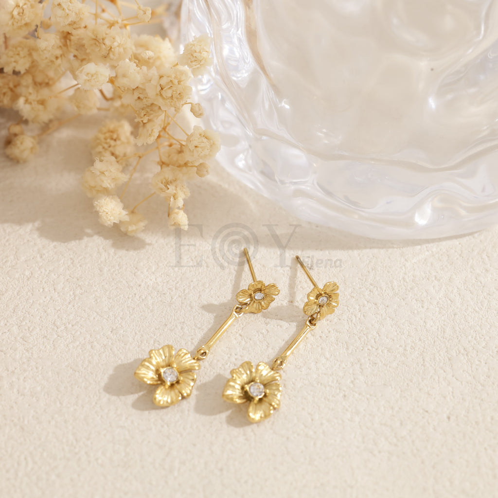 Pendientes doble flor acero