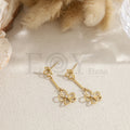 Pendientes largos doble flor acero