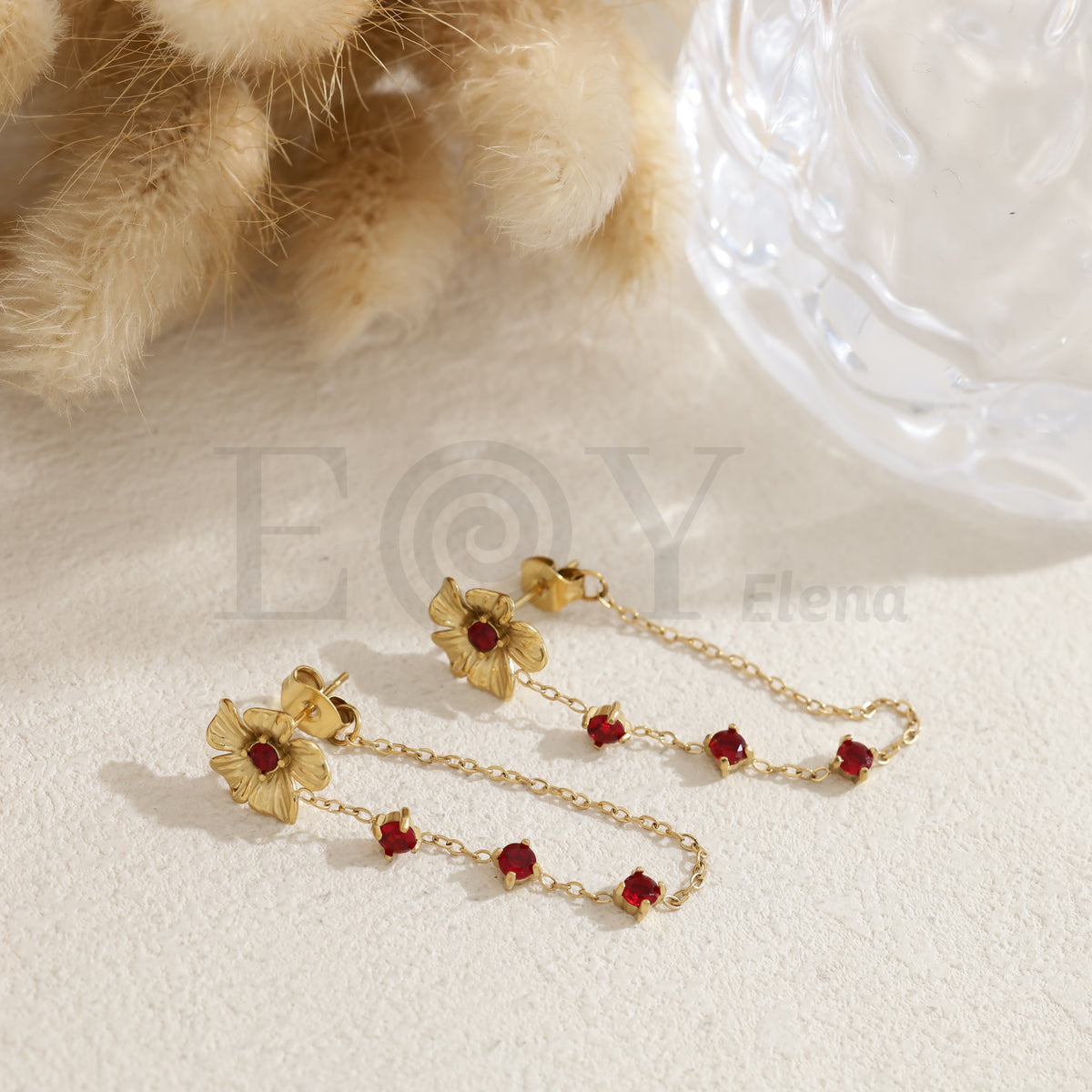 Pendientes flor con circonitas colores acero