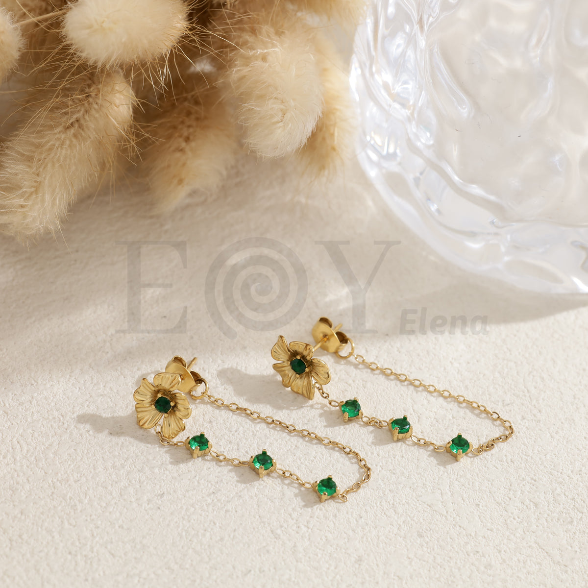 Pendientes flor con circonitas colores acero