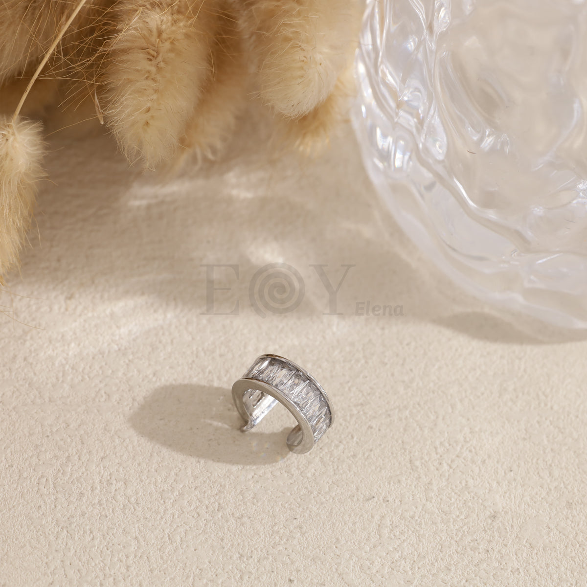Brazalete de oreja piedras acero