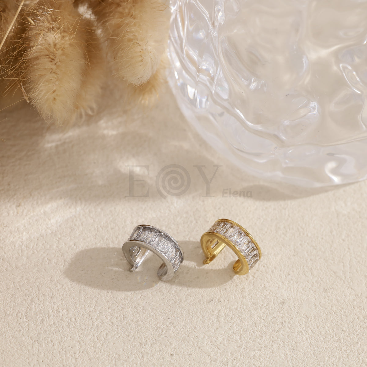 Brazalete de oreja piedras acero