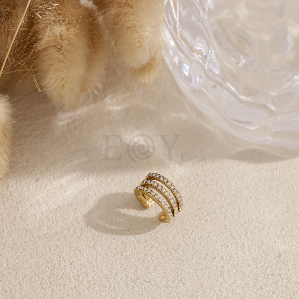 Brazalete de oreja triple fila circonitas acero