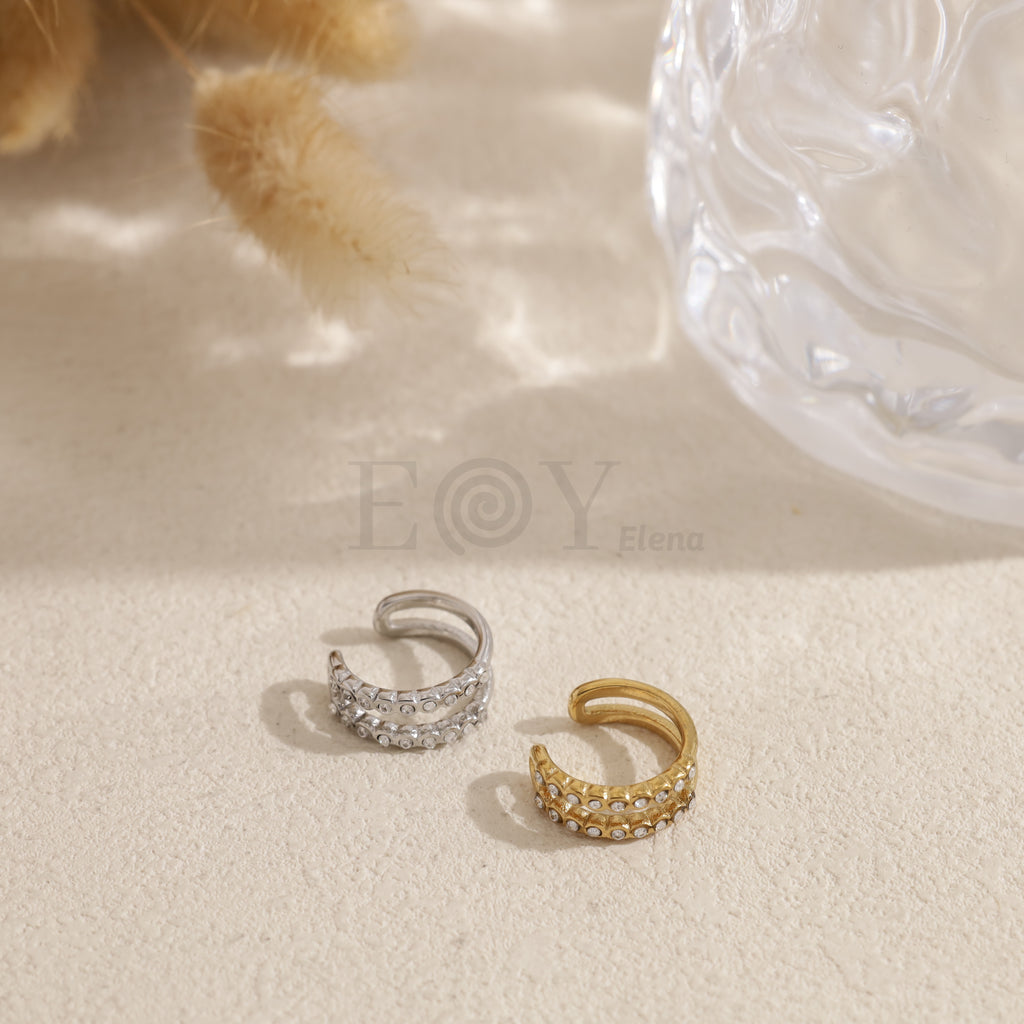 Brazalete de oreja doble fila circonitas acero
