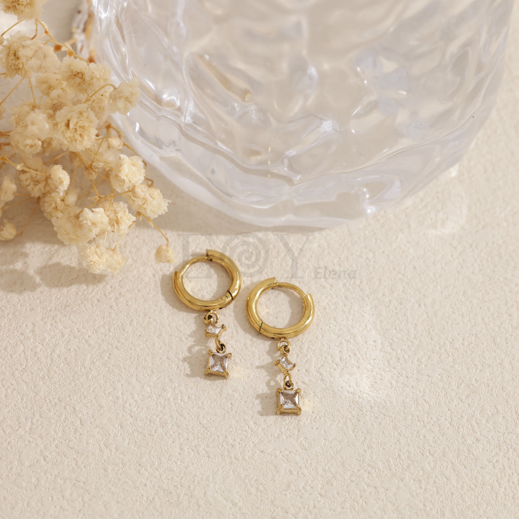 Pendientes de aro con piedra color acero