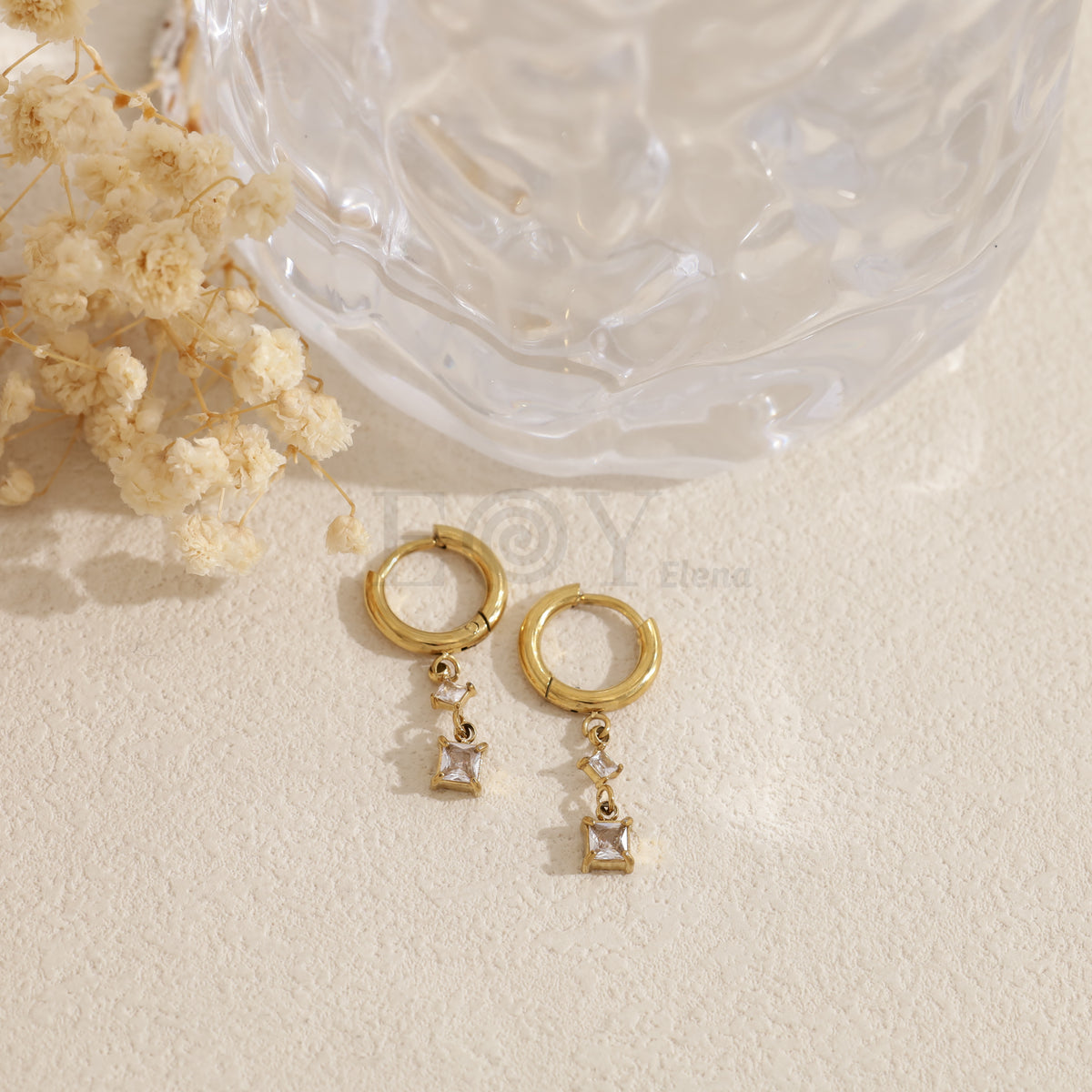 Pendientes de aro con piedra color acero