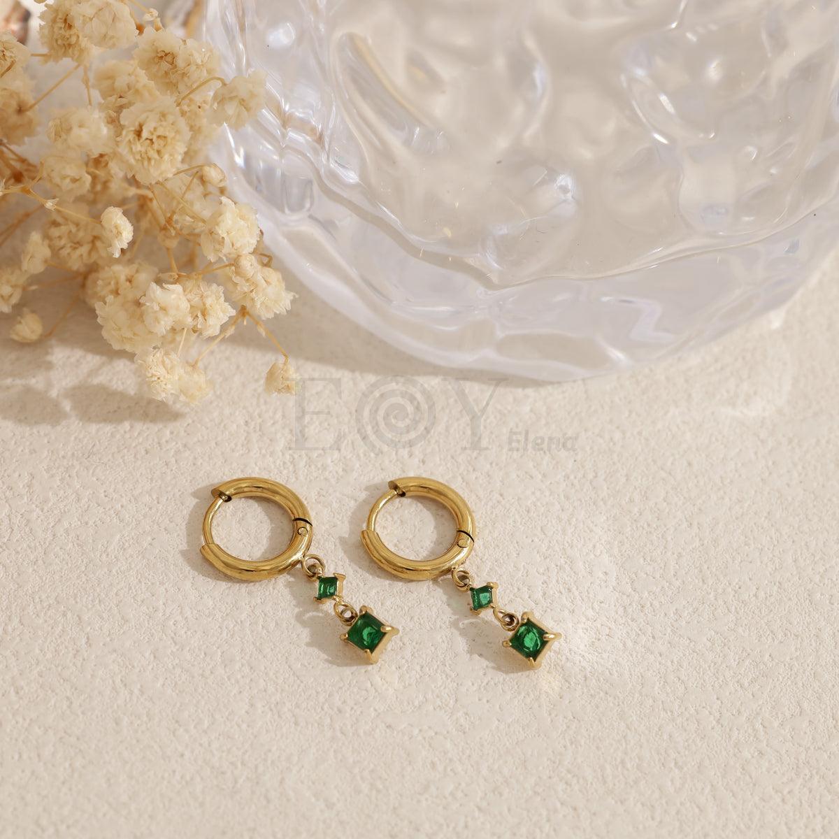 Pendientes de aro con piedra color acero