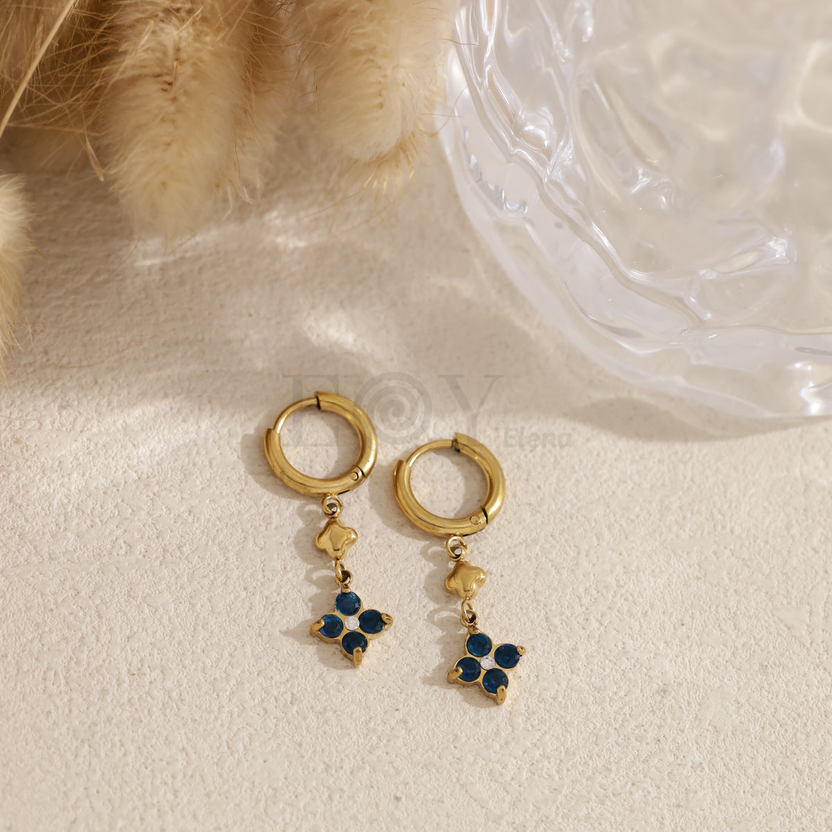 Pendientes aro flor color acero