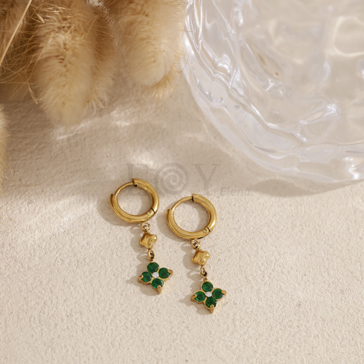 Pendientes aro flor color acero
