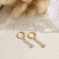 Pendientes de aro con barra de circonitas color acero