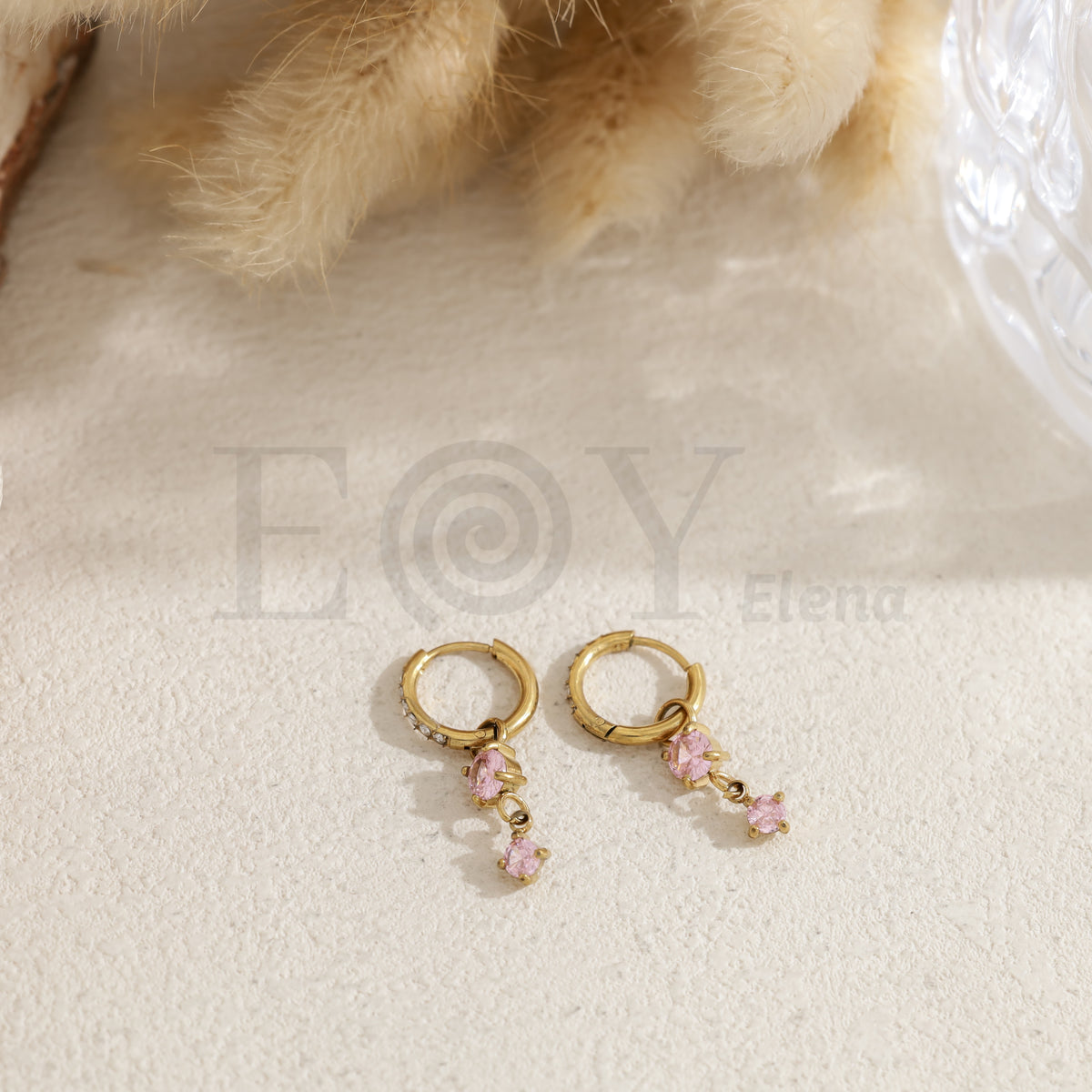 Pendientes de aro con piedra color acero