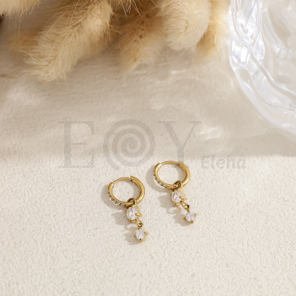 Pendientes de aro con piedra color acero