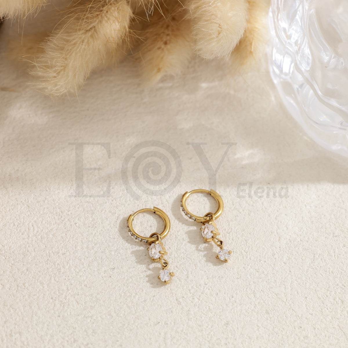 Pendientes de aro con piedra color acero