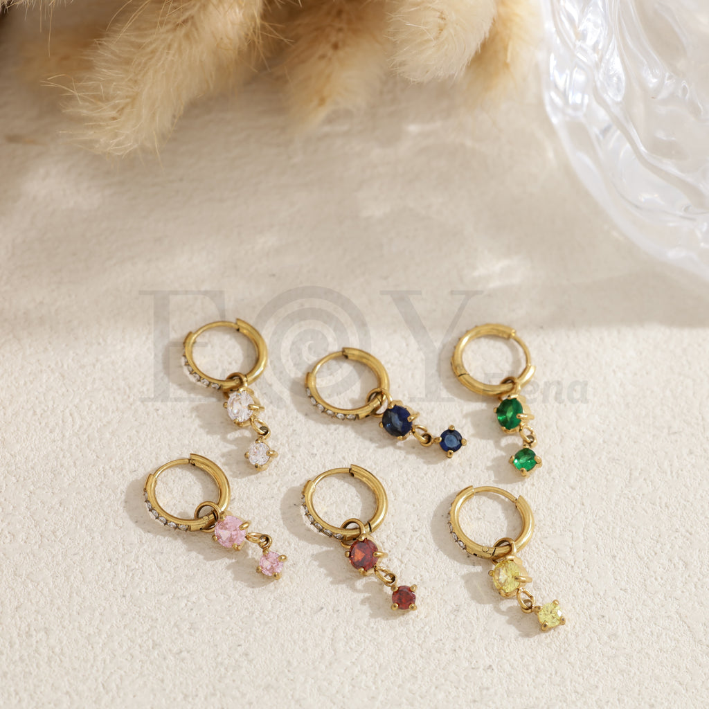 Pendientes de aro con piedra color acero
