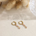Pendientes de aro con piedra cuadrada color acero