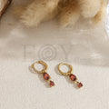 Pendientes de aro con piedra color ovalada acero
