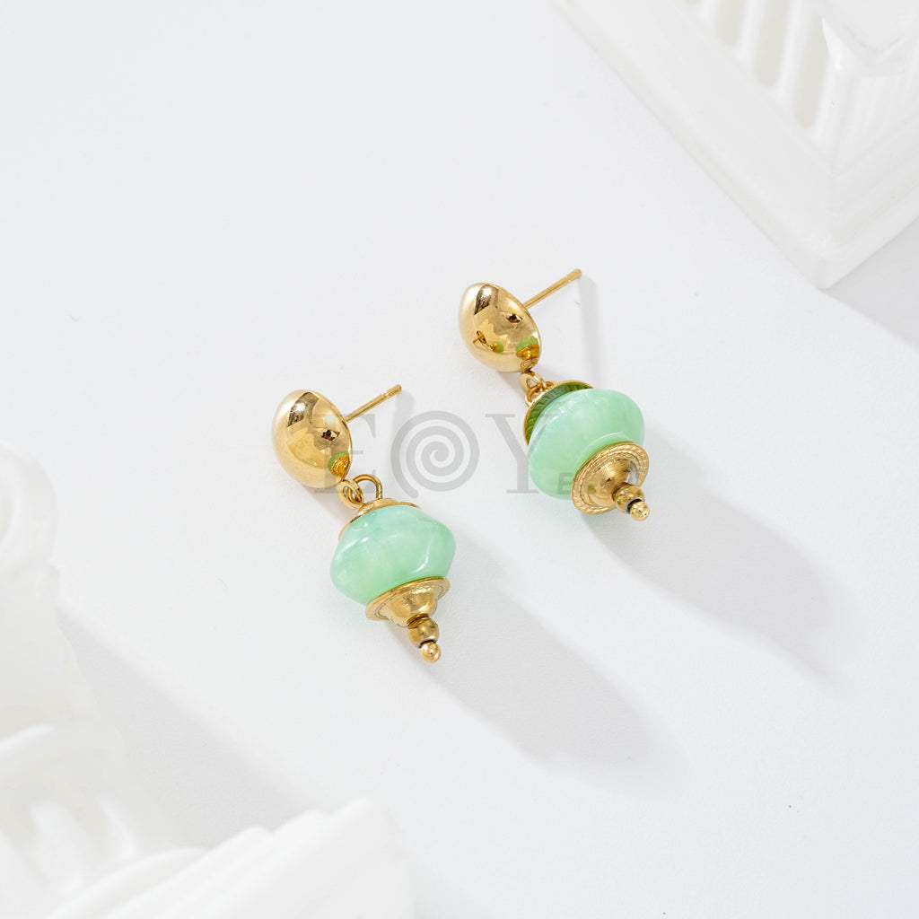 Pendientes esfera piedra color