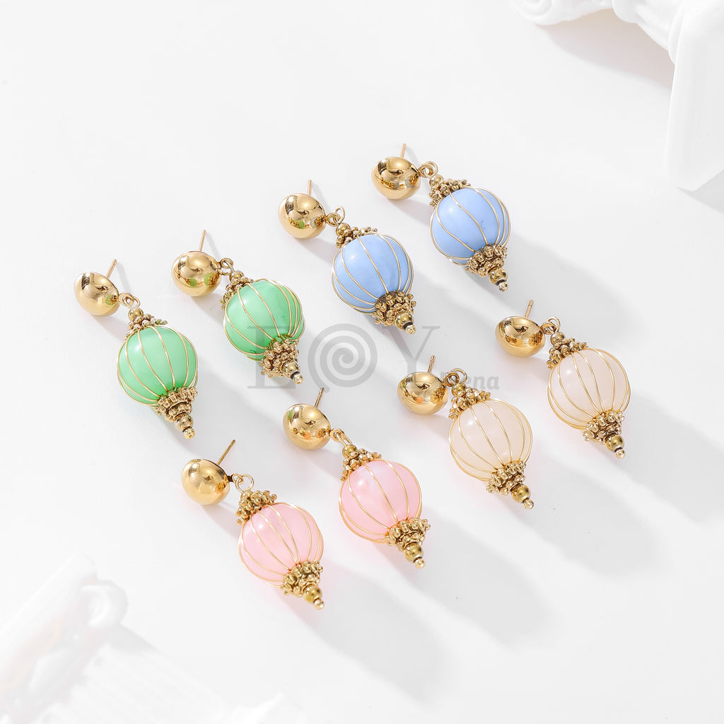 Pendientes chapa y esfera color
