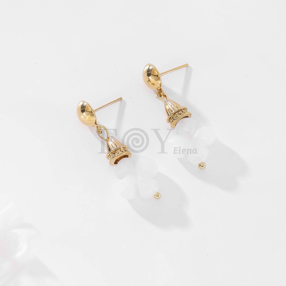 Pendientes con piedra trébol color