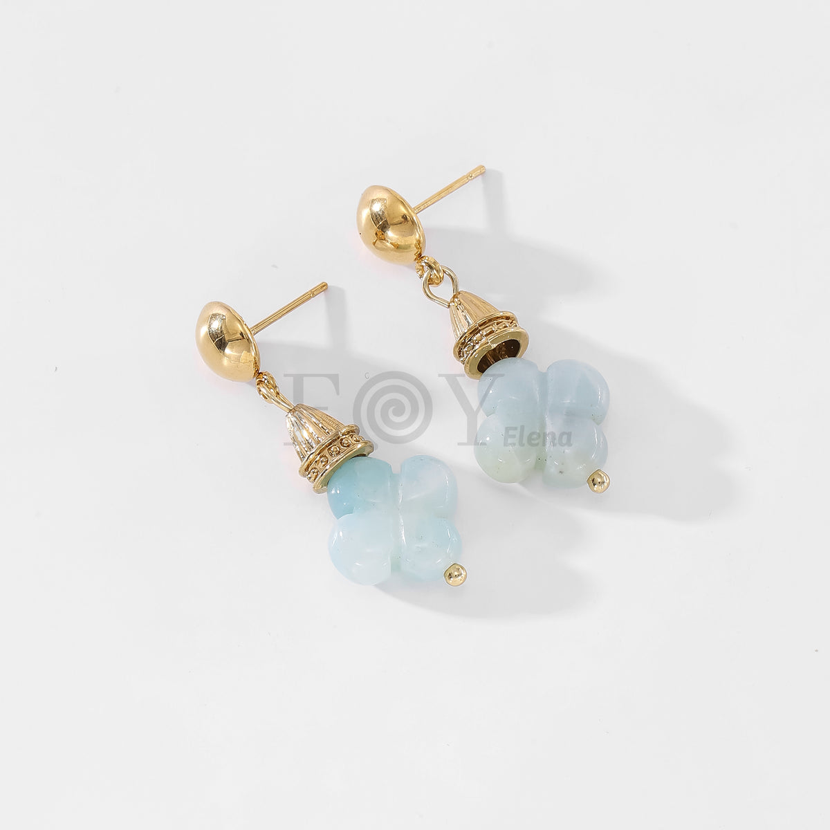 Pendientes con piedra trébol color