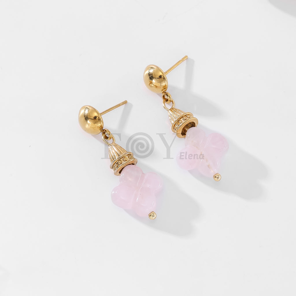Pendientes con piedra trébol color